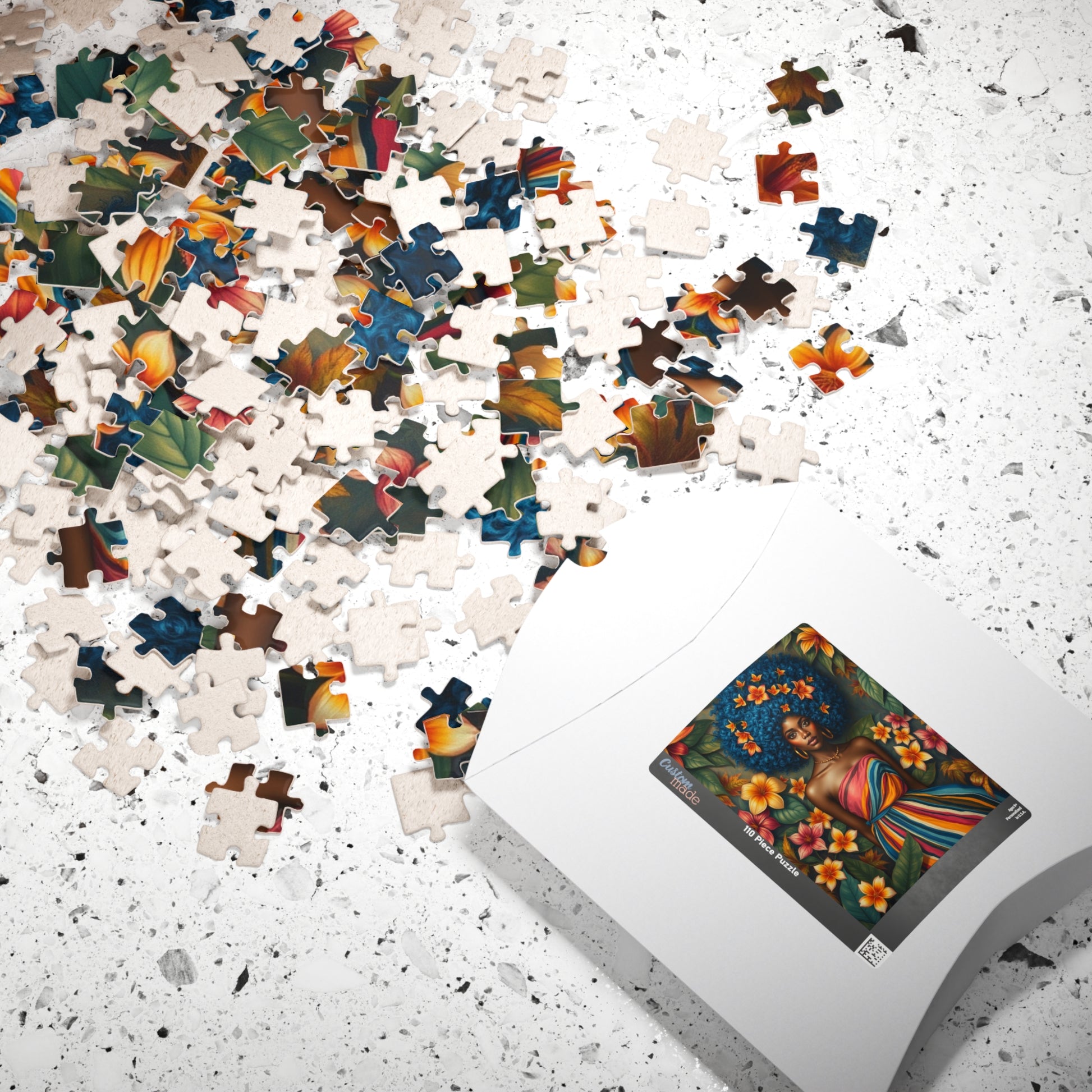 Vibrant Floral Black Art Puzzle, African American Woman Jigsaw Game, Afrocentric Gift for Puzzle Lover, Mindfulness Activity, Brain Teaser Puzzle The Puzzle Chest