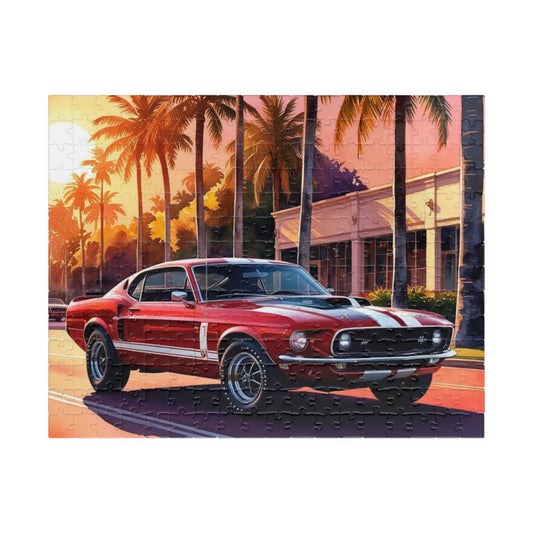 Muscle Car Jigsaw Puzzle for Adults Sunset Scene, 110-1014 Piece Vintage Style Tabletop Family Game, Puzzle Lover Retro Gift 252 pcs (Horizontal) Puzzle The Puzzle Chest