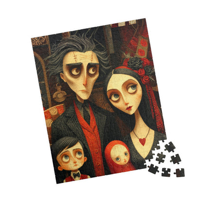 Macabre Victorian Family Puzzle - Gothic Portrait Jigsaw, Dark Fantasy Aesthetic and Pale Characters, Hauntingly Elegant Family 252 pcs (Vertical) Puzzle The Puzzle Chest