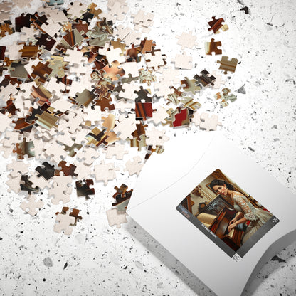 Victorian Woman Art Jigsaw Puzzle (110-1014 Piece), Vintage Drawing Room, Lady Playing Piano in Lace and Pearl Gown, Art Enthusiast Gift Puzzle The Puzzle Chest
