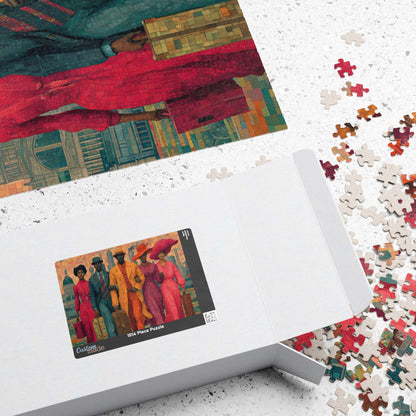 Afrocentric Black Art Puzzle - Migration, Family Strength & City Landscape Scene, Vintage Art for Puzzle Lover Puzzle The Puzzle Chest