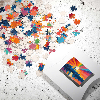 Radiant Horizon Jigsaw Puzzle, Rainbow Pride Puzzle, Colorful City Sunset Puzzle, Pride Month Gift for Friend, Solo Fun or Family Activity Puzzle The Puzzle Chest