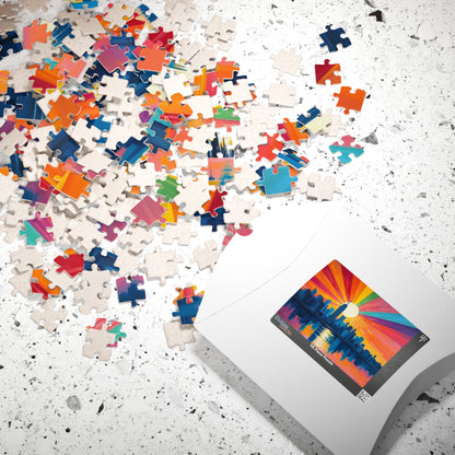 Radiant Horizon Jigsaw Puzzle, Rainbow Pride Puzzle, Colorful City Sunset Puzzle, Pride Month Gift for Friend, Solo Fun or Family Activity Puzzle The Puzzle Chest