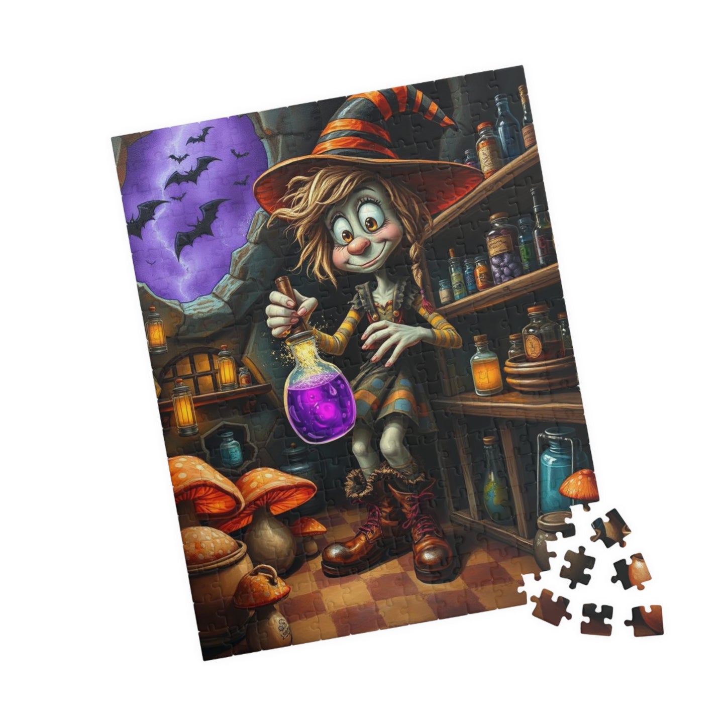 Witchy Potion Jigsaw Puzzle, Halloween Gift for Puzzle Lover, Indoor Adult Mindful Activity, Family or Solo Fun, Seasonal Home Decor