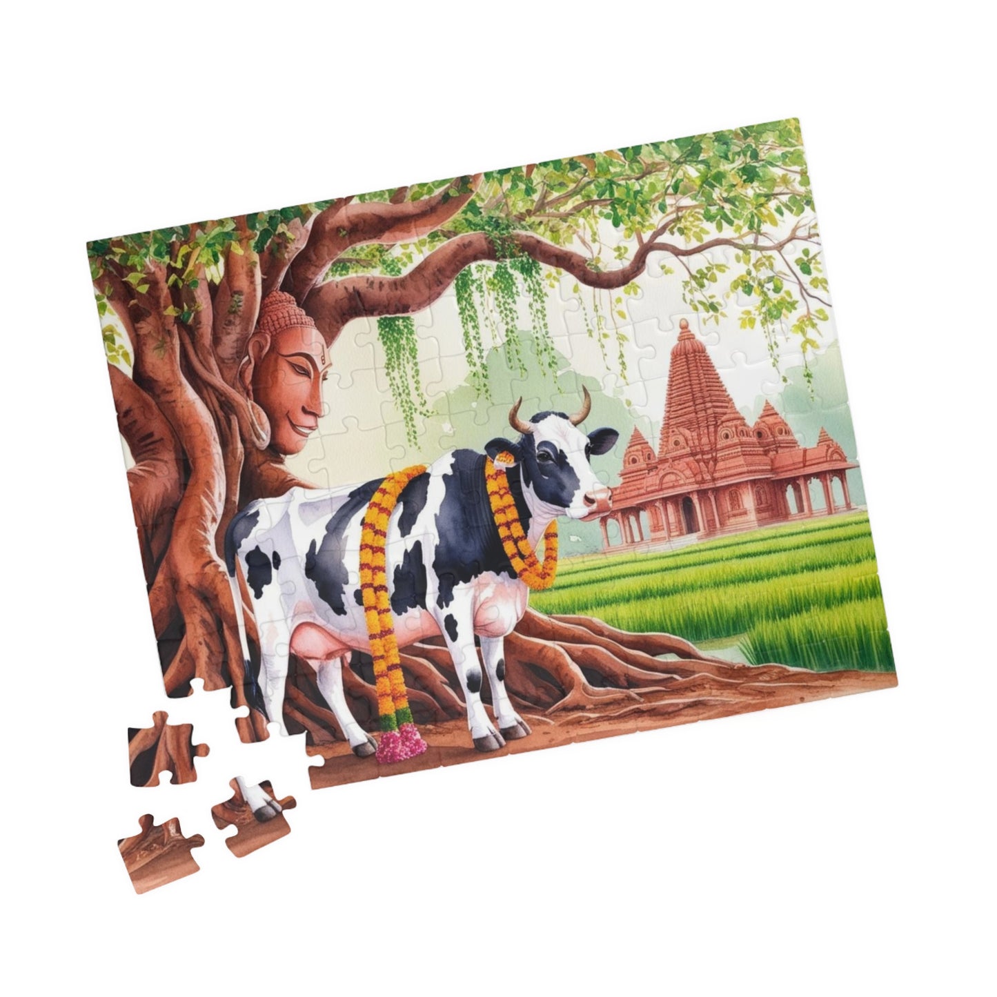 Serene Cow Puzzle - 110 to 1014 Pieces, Meditation Gift for Cow Lovers, Family Fun Activity, Unique Home Entertainment, Mindfulness Puzzle
