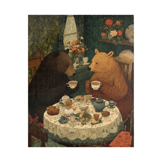 Bear Bash in Retro Style – Mid-Century Tea Party Puzzle for Vintage Lovers, Animal Themed Jigsaw Game Puzzle The Puzzle Chest
