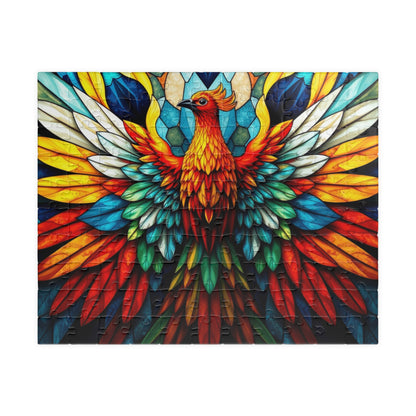 Abstract Phoenix Rising Jigsaw Puzzle (110, 252, 520, 1014-Piece), Kaleidoscopic Firebird Colorful Wings, Puzzle Lover Gift, Brain Teaser 110 pcs (Horizontal) Puzzle The Puzzle Chest