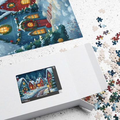 Snowlight Village Jigsaw Puzzle - Cozy Christmas Town Nighttime Scene Puzzle The Puzzle Chest