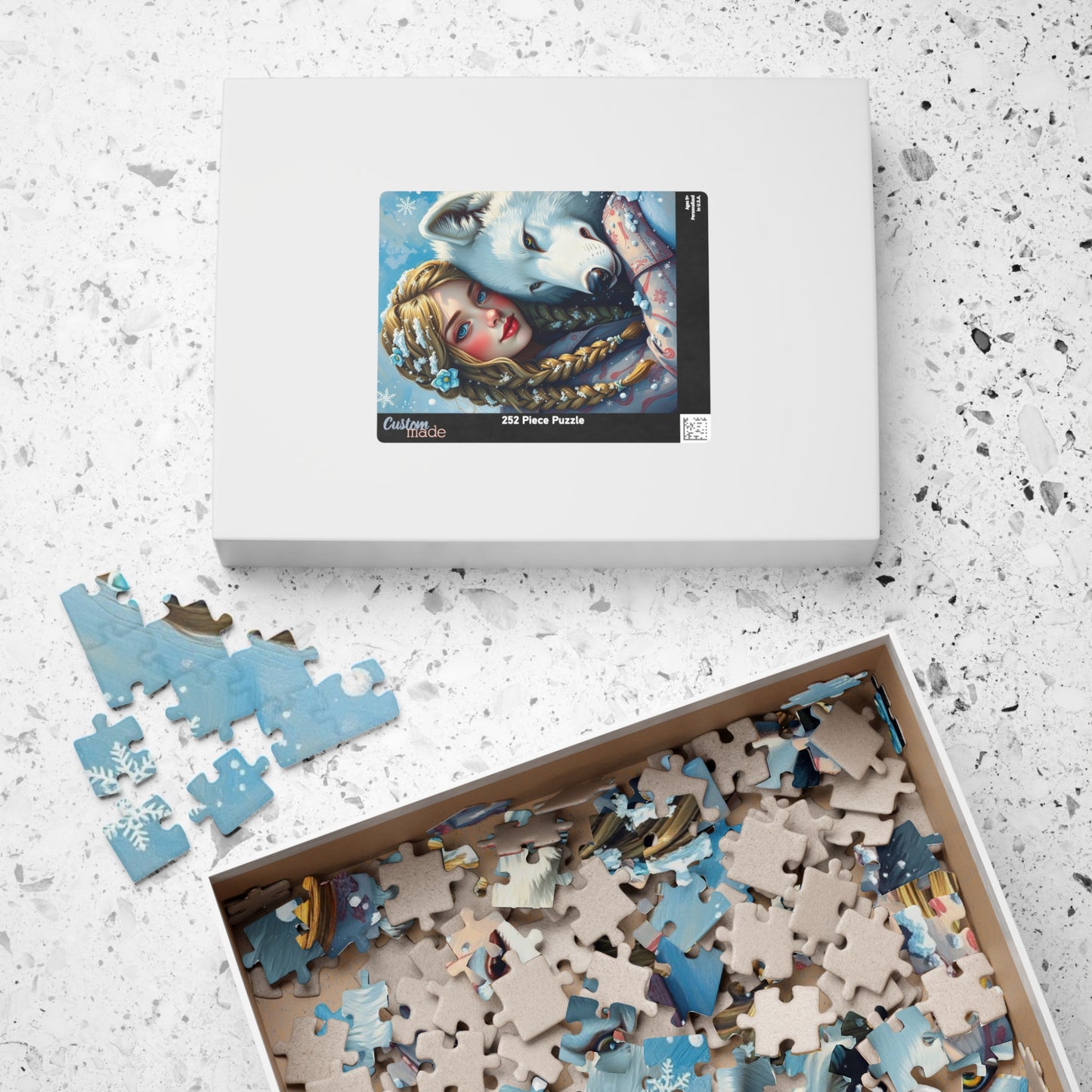 Woman and White Wolf Puzzle Artwork, Winter Theme Animal Lover Gift for Friends Birthday Holiday, Relaxing Activity for Family or Solo Fun, Puzzle The Puzzle Chest
