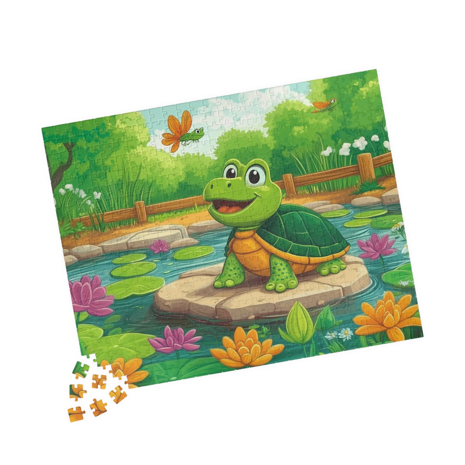 Smiling Turtle Pond Puzzle 110-1014 Piece | Animal Jigsaw Puzzle 520 pcs (Horizontal) Puzzle The Puzzle Chest