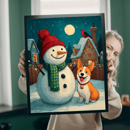 Moonlit Companions - Snowman and Dog Jigsaw Puzzle, Christmas Winter Themed Holiday Game Puzzle The Puzzle Chest