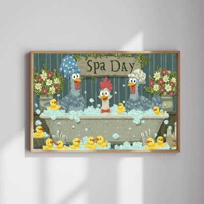 Funny Rubber Duck Chicken Puzzle – Quirky Chickens in Bubble Bath with Ducks, Whimsical Fairy-Tale Jigsaw Puzzle Puzzle The Puzzle Chest