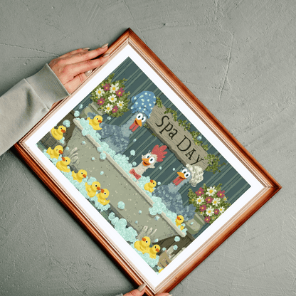 Funny Rubber Duck Chicken Puzzle – Quirky Chickens in Bubble Bath with Ducks, Whimsical Fairy-Tale Jigsaw Puzzle Puzzle The Puzzle Chest