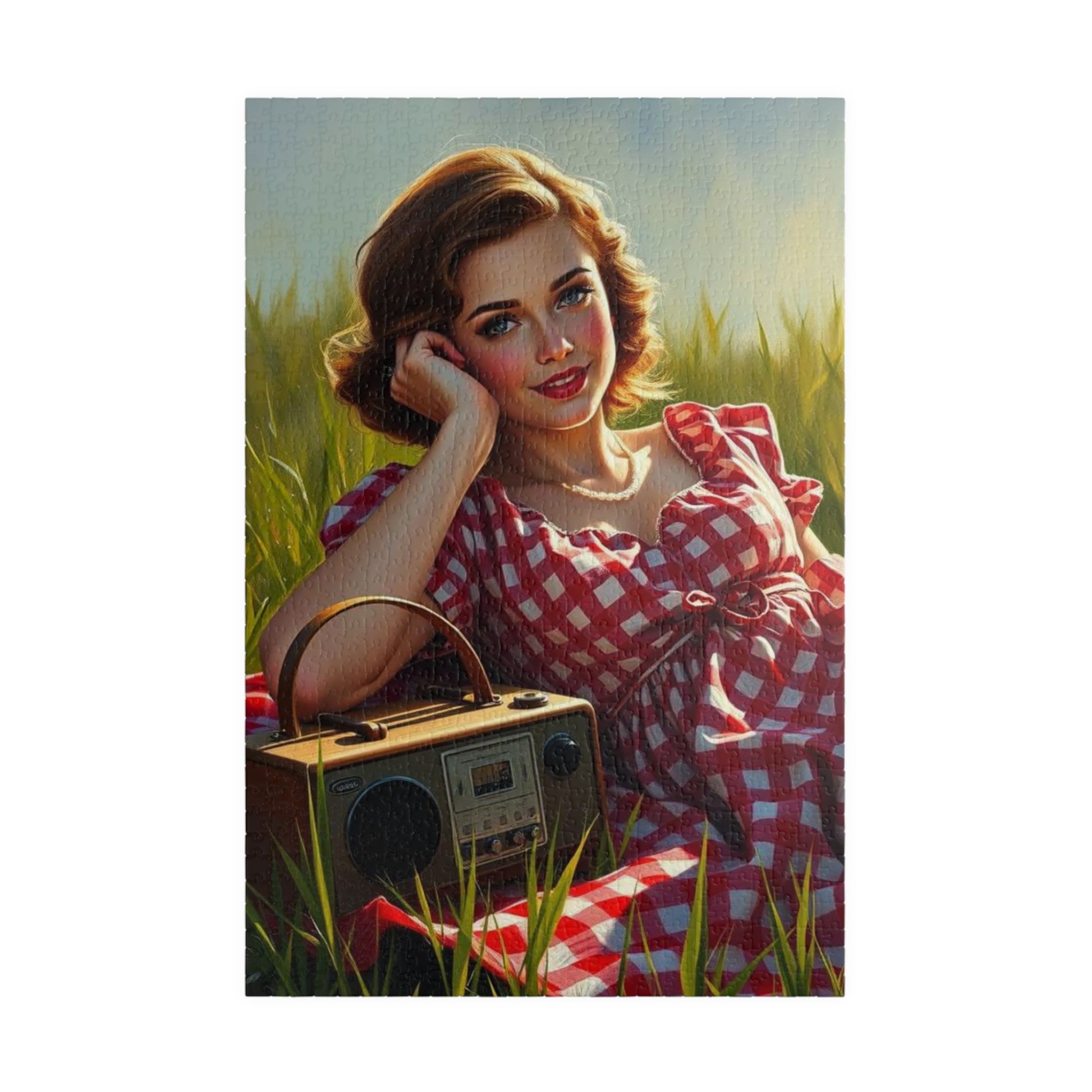 Retro Picnic Puzzle with Vintage Radio Design, Jigsaw for Family Game Night Home Entertainment, Creative Gift Idea, Mindful Brain Teaser 1014 pcs (Vertical) Puzzle The Puzzle Chest