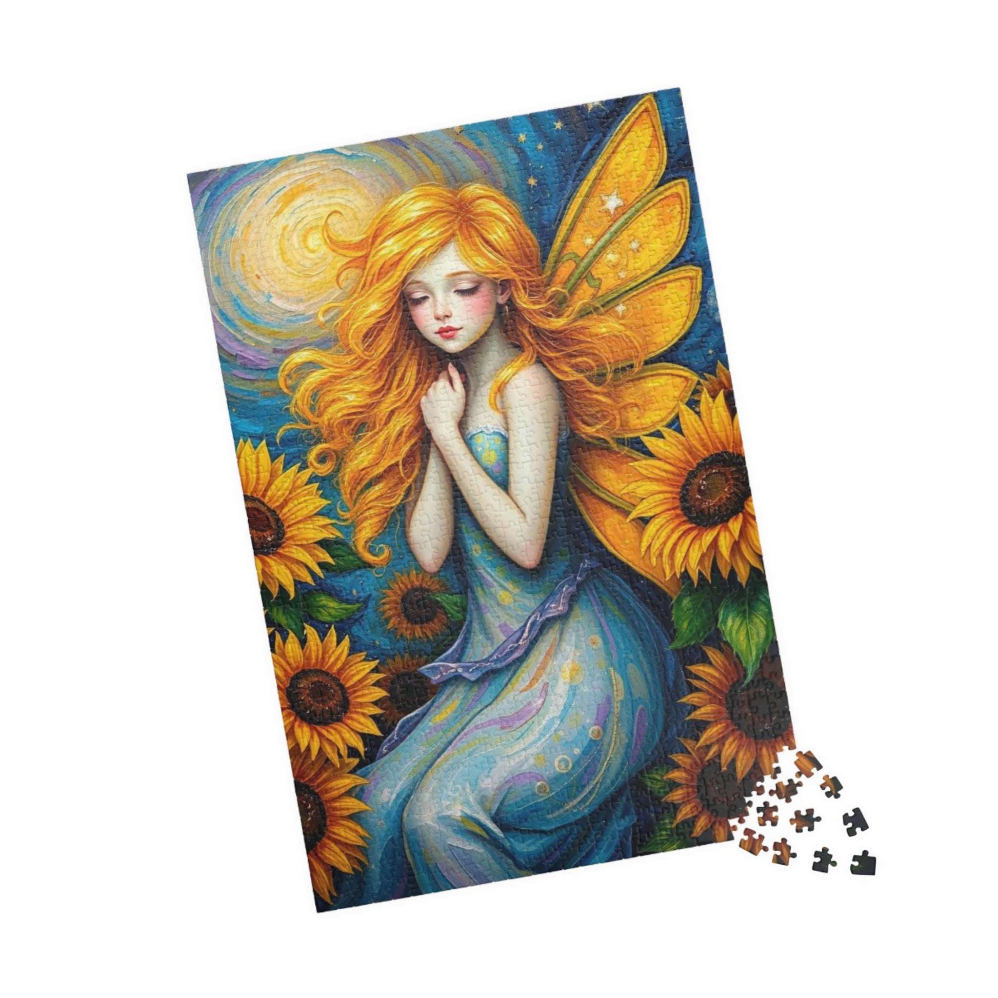 Sunflower Enchantress Jigsaw Puzzle - Enchanting Fairy and Sunflower Puzzle for Adults