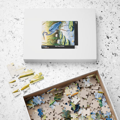 Jigsaw Puzzle, Animal Bird Puzzle, Heron Reflection, Shimmering Evening Light, Relaxing Activity, Mindfulness Game, Family Entertainment Puzzle The Puzzle Chest