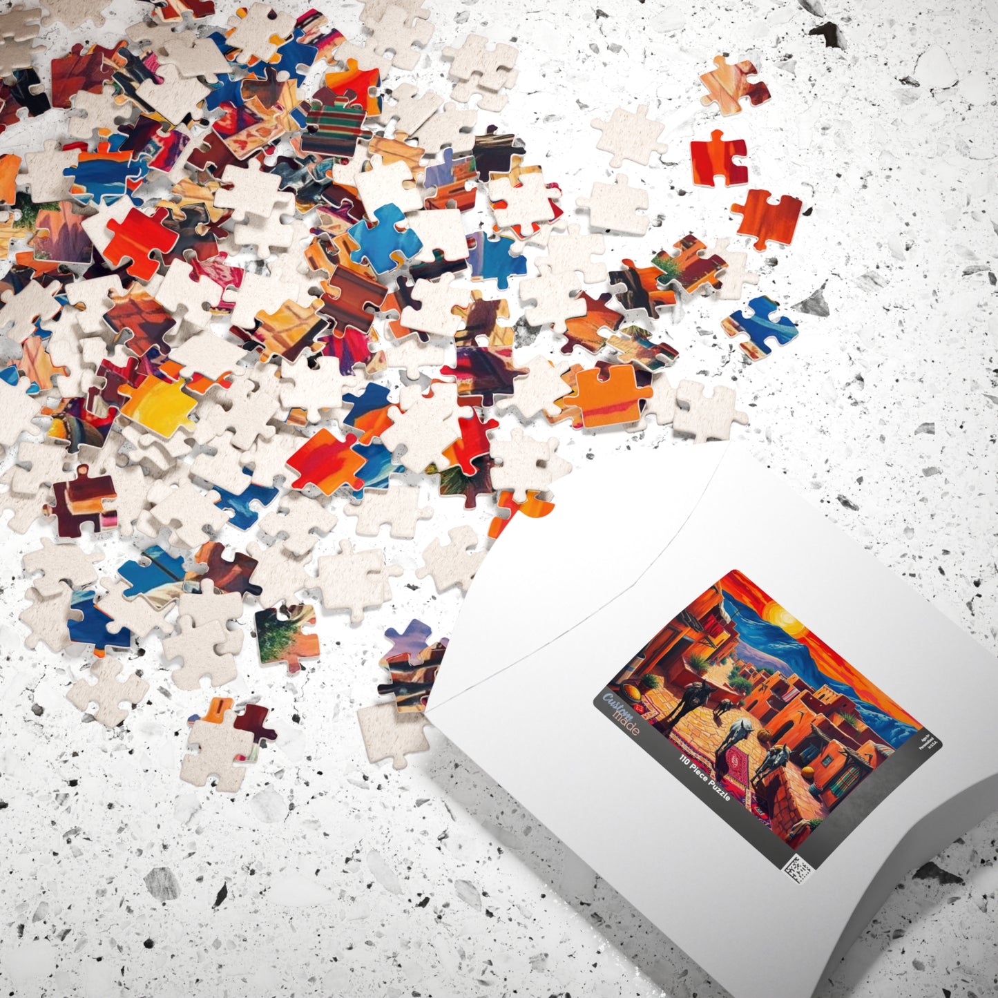Berber Village Puzzle with Atlas Mountains and Earthy Red Adobe Homes Puzzle The Puzzle Chest