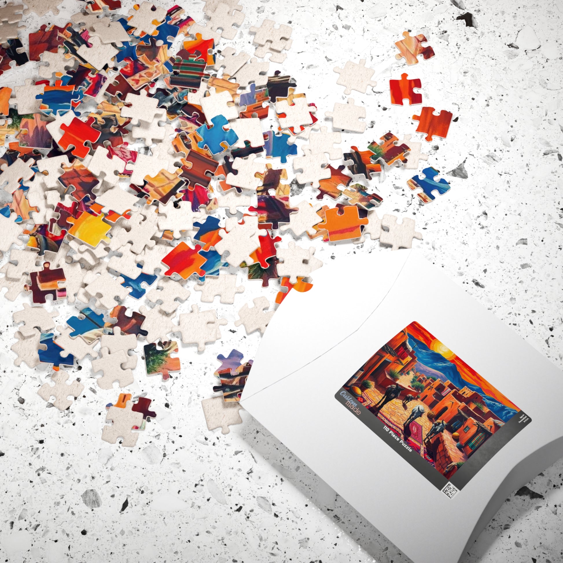 Berber Village Puzzle with Atlas Mountains and Earthy Red Adobe Homes Puzzle The Puzzle Chest