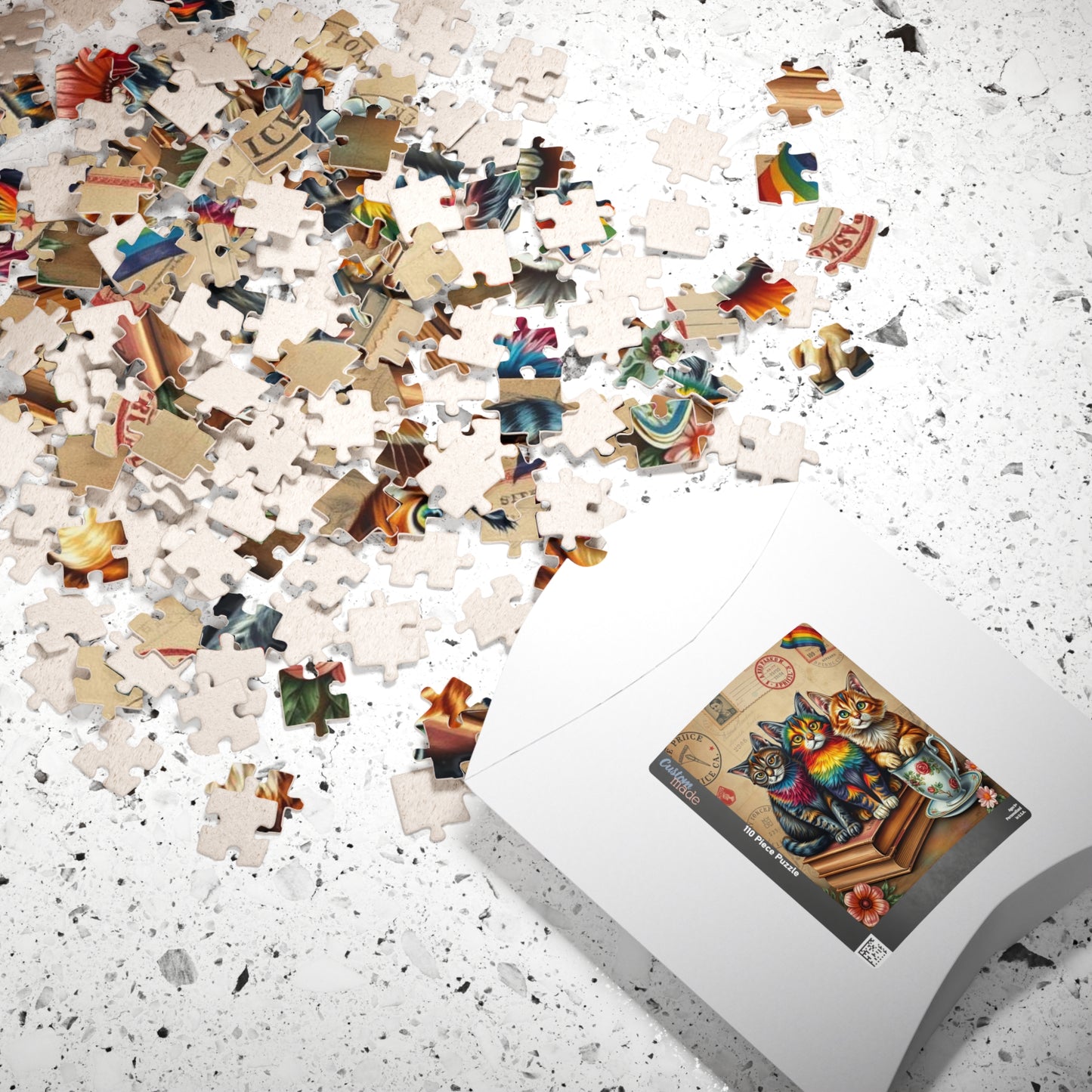 Postcards and Paws Jigsaw Puzzle, Pride Rainbow Cats Vintage Puzzle Art for Fun Family Activity, Cat Lover Gift, Cozy Night In, Brain Teaser Puzzle The Puzzle Chest