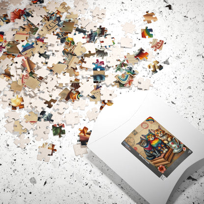 Postcards and Paws Jigsaw Puzzle, Pride Rainbow Cats Vintage Puzzle Art for Fun Family Activity, Cat Lover Gift, Cozy Night In, Brain Teaser Puzzle The Puzzle Chest