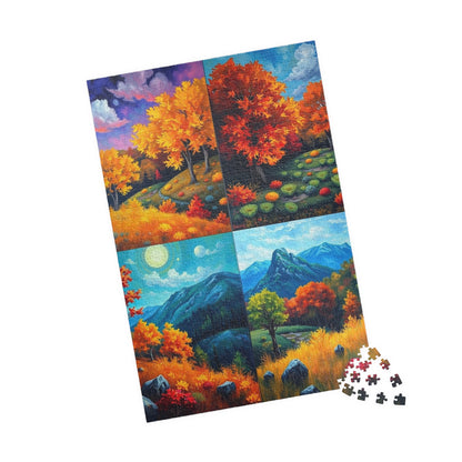 Fall Landscape Jigsaw Puzzle - 4-Quadrant Collage, 110 252 520 1014 Pieces, Autumn Scenery Game, Creative Activity, Family Fun, Gift Puzzle The Puzzle Chest
