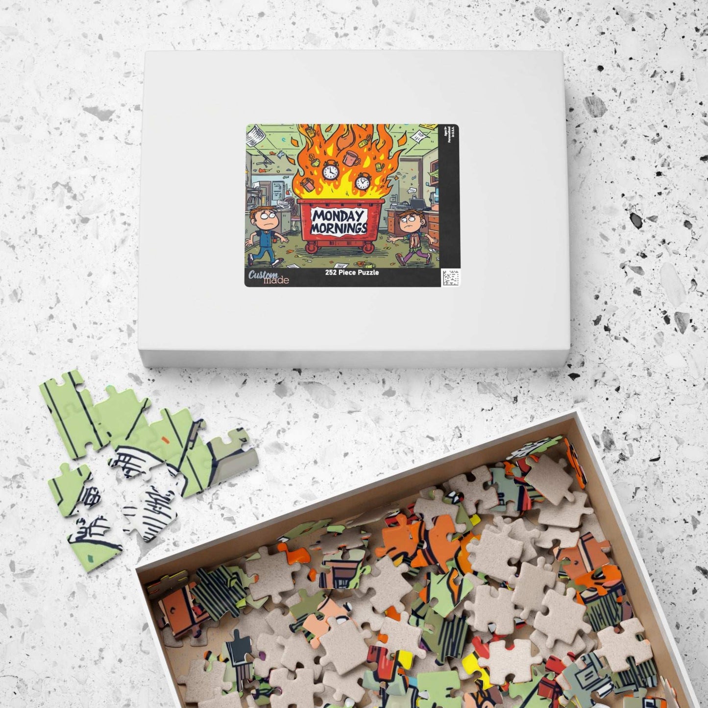 Monday Mornings Puzzle - Dumpster Fire Meme Jigsaw, Funny Office Holiday Birthday Gift for Coworkers, Work Humor Puzzle Puzzle The Puzzle Chest