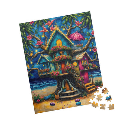 Seaside Hideaway Treehouse Puzzle, 110, 252, 520, 1014-piece Fun Summer Coastal Jigsaw Beach Scene for Family Activity, Puzzle Lover Gift Home Decor Puzzle The Puzzle Chest