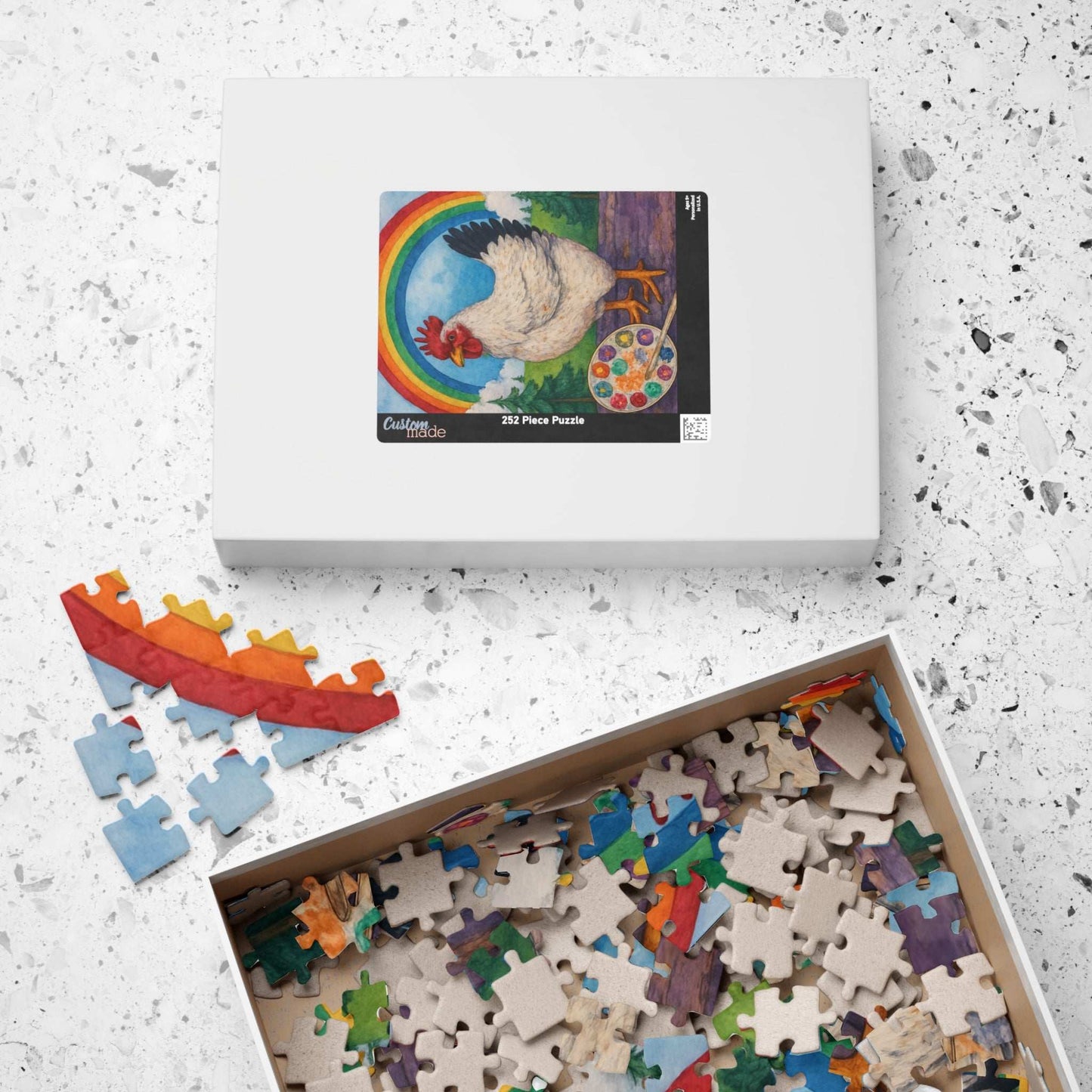 Creative Clucks Jigsaw Puzzle - Rainbow Chicken Artist Puzzle The Puzzle Chest