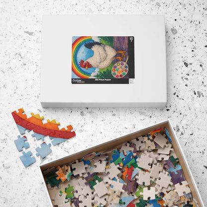 Creative Clucks Jigsaw Puzzle - Rainbow Chicken Artist Puzzle The Puzzle Chest