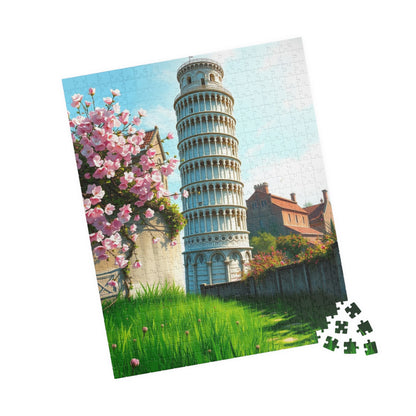 Leaning Tower of Pisa Puzzle, Famous Landmark Cherry Blossoms 110-1014 Piece Jigsaw Game, Spring Scene Tuscany Italy, Family Activity, Hobby Puzzle The Puzzle Chest