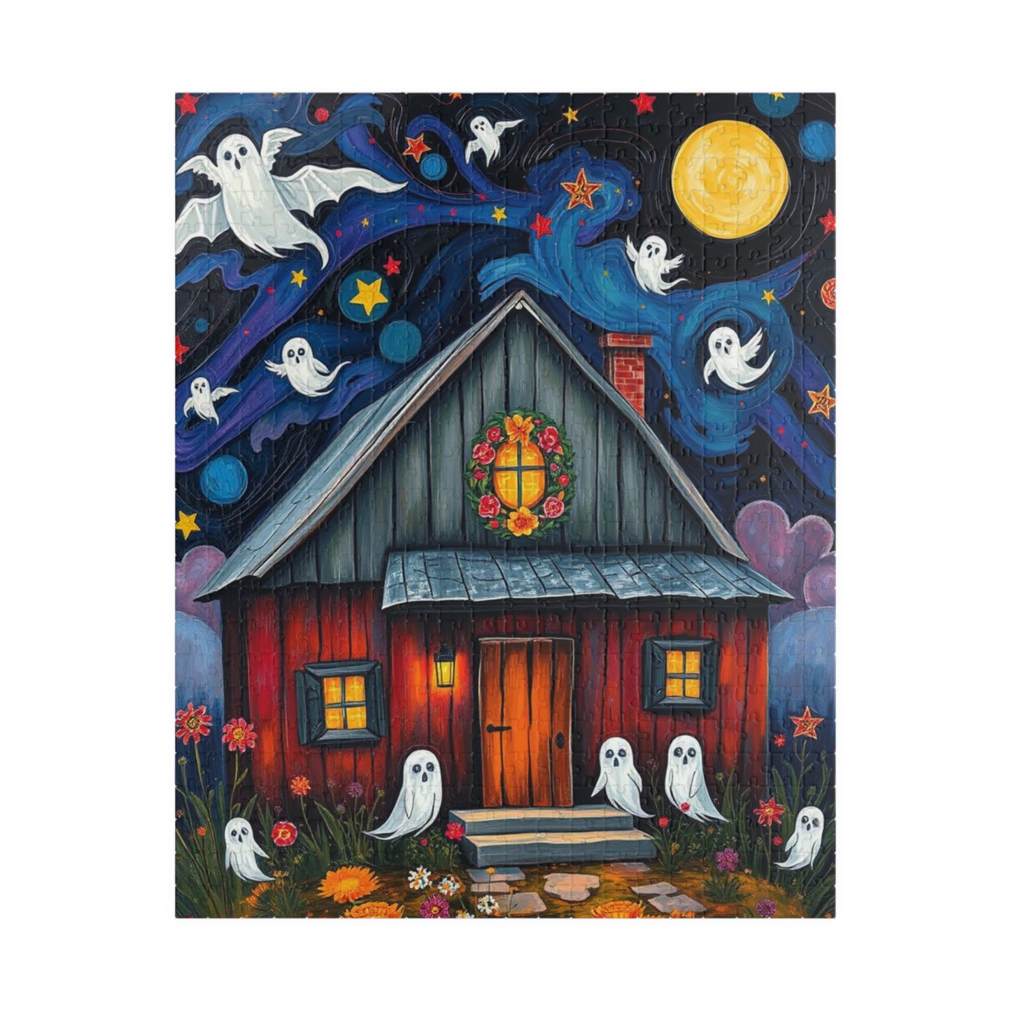 Ghostly Manor Jigsaw Puzzle - Whimsical Haunted House, Halloween Theme Ideal Family Fun Game, Puzzle Lover Gift, Cozy Night Activity, Gifts