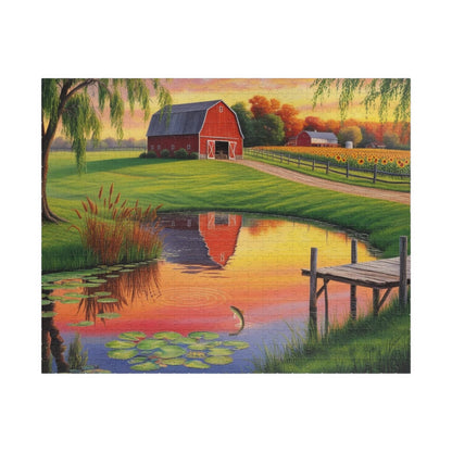Farm Pond Puzzle, Scenic Nature Landscape Jigsaw Game, Perfect for Family Fun, Cozy Nights, Gifts 520 pcs (Horizontal) Puzzle The Puzzle Chest