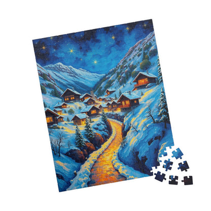 Cozy Winter Nights Puzzle, Snowy Village Artwork, 110-1014 Piece Jigsaw for Family Fun, Christmas Gift, Holiday Décor, Winter Activity The Puzzle Chest