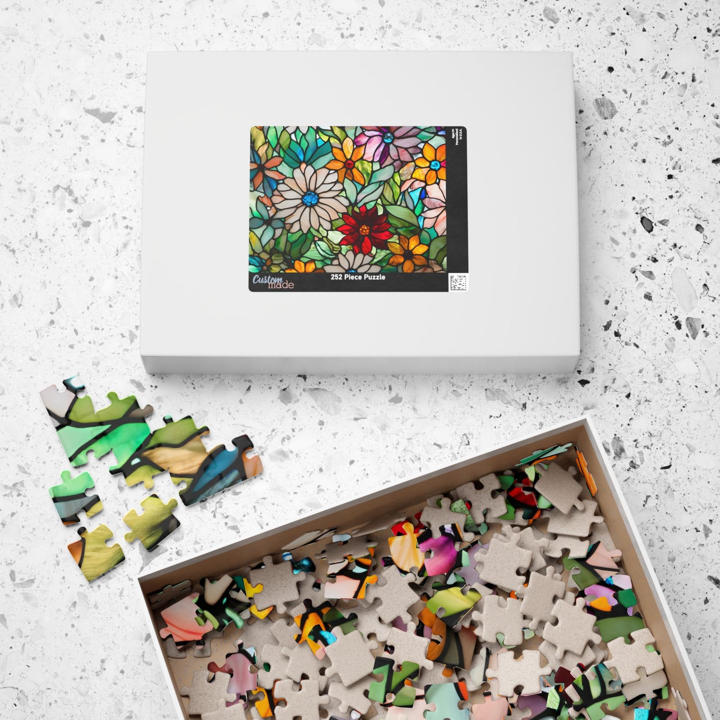 Floral Stained Glass Puzzle, Colorful Art Jigsaw Game for Adults, Puzzle Lover Gift for Friend, Family Game Night, Mindful Activity Puzzle The Puzzle Chest