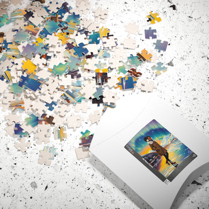 Aurora Borealis Puzzle - Black Woman Portrait, Cozy Afrocentric Winter Vibes, Ice Skating Scene, Family Fun, Gift for Puzzle Lover, Holidays