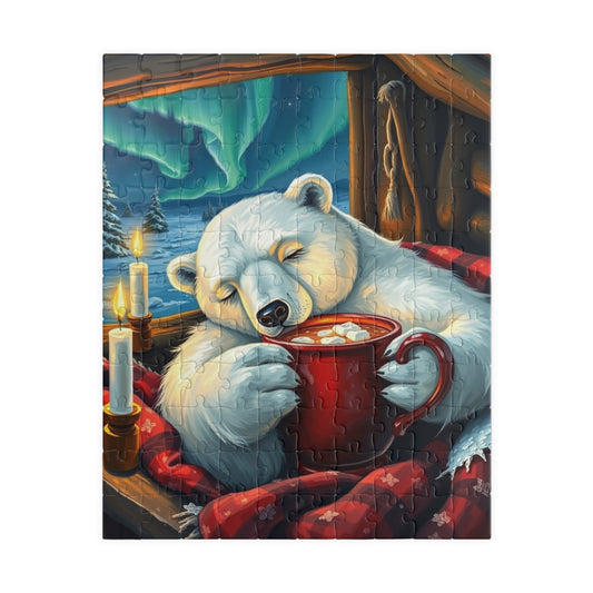 Cozy Winter Bear Jigsaw Puzzle, Gift for Friends Animal Lover, Indoor Activity Ideal for Holiday Fun, Family Game Night, Unique Brain Teaser 110 pcs (Vertical) Puzzle The Puzzle Chest