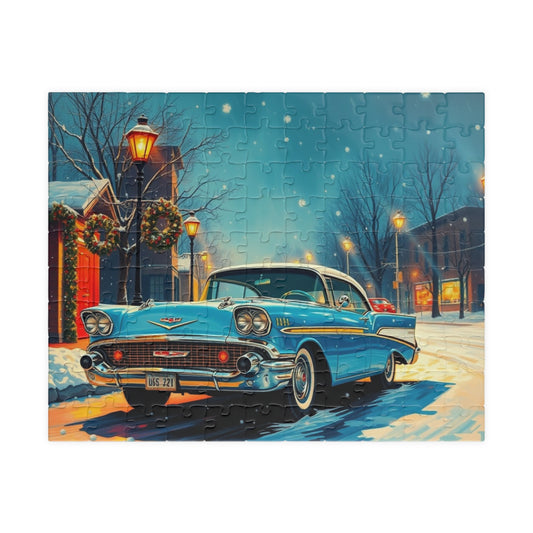 Vintage Car Puzzle | Retro 1957 Chevy Bel Air Jigsaw Game | Holiday Gift for Car Lovers | Family Fun Mindfulness Activity | Brain Teaser 110 pcs (Horizontal) Puzzle The Puzzle Chest
