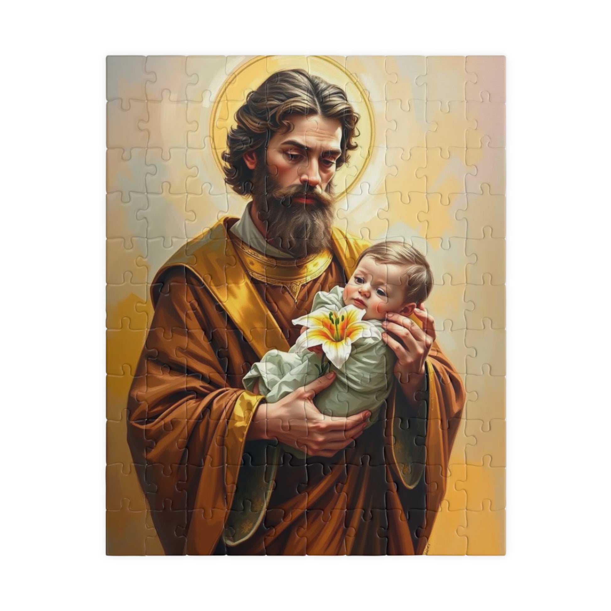 Puzzle, Saint Joseph Religious Artwork Jigsaw, 110 252 520 1014 Piece Game, Meditation Hobby Gift for Catholics Spiritual Home Entertainment 110 pcs (Vertical) Puzzle The Puzzle Chest