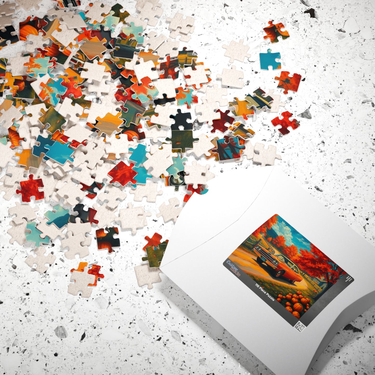 Autumn Vintage Car Puzzle, Orange 1969 Plymouth Road Runner, Retro Auto Jigsaw Game, Relaxing Fall Vibes, Gift for Car Lovers, Solo Fun Puzzle The Puzzle Chest