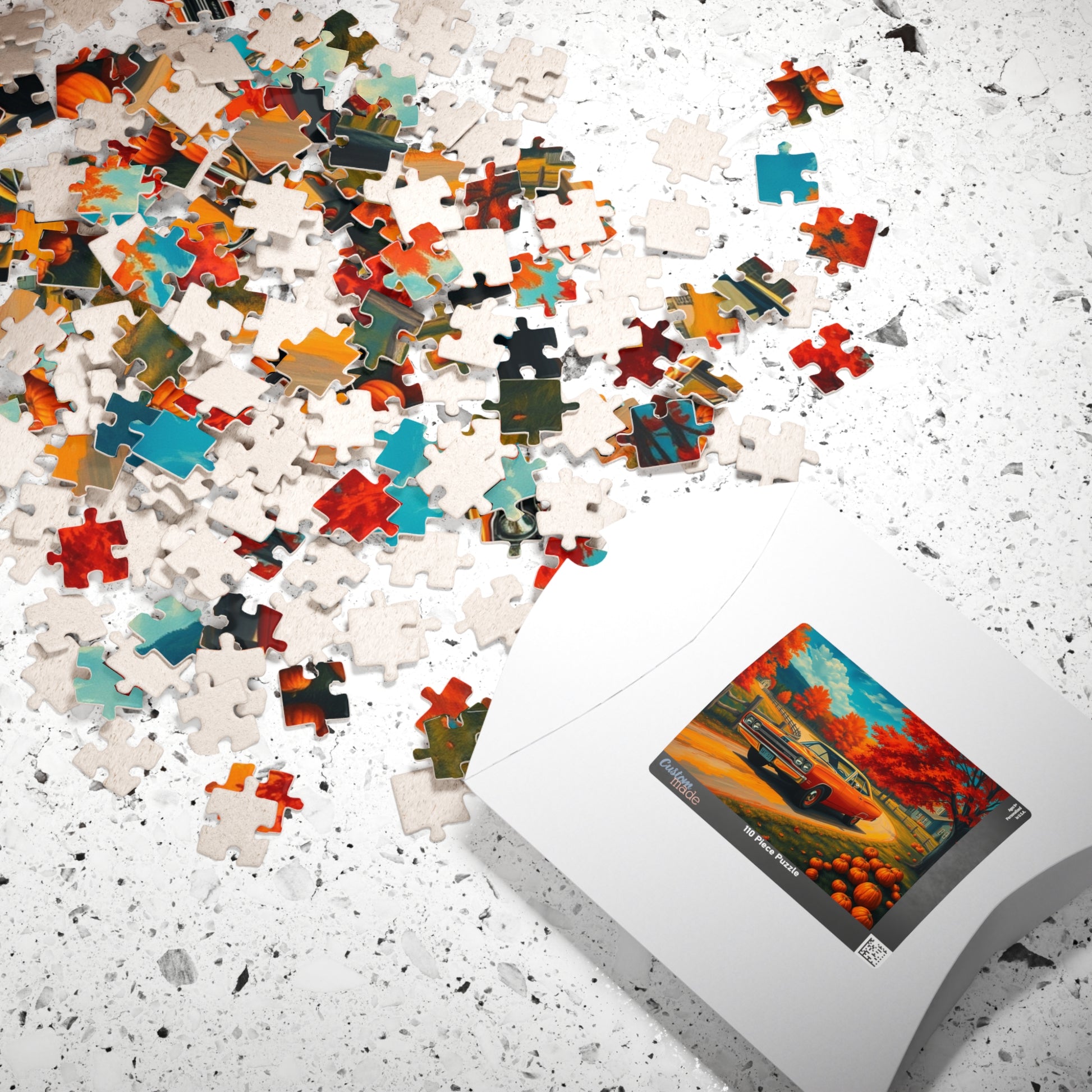 Autumn Vintage Car Puzzle, Orange 1969 Plymouth Road Runner, Retro Auto Jigsaw Game, Relaxing Fall Vibes, Gift for Car Lovers, Solo Fun Puzzle The Puzzle Chest