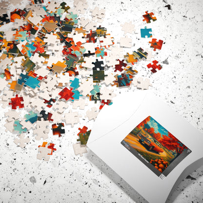 Autumn Vintage Car Puzzle, Orange 1969 Plymouth Road Runner, Retro Auto Jigsaw Game, Relaxing Fall Vibes, Gift for Car Lovers, Solo Fun Puzzle The Puzzle Chest