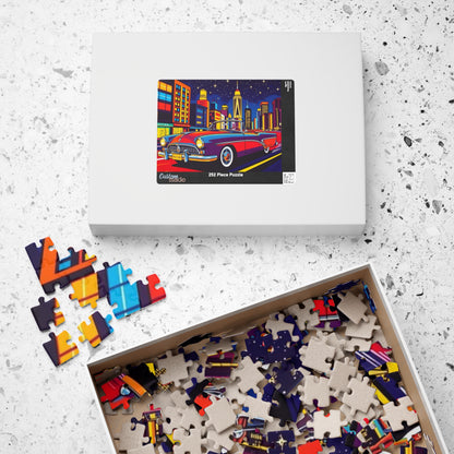 Classic Car Puzzle - Pop Art Jigsaw Game, Retro City Night Scene Puzzle The Puzzle Chest