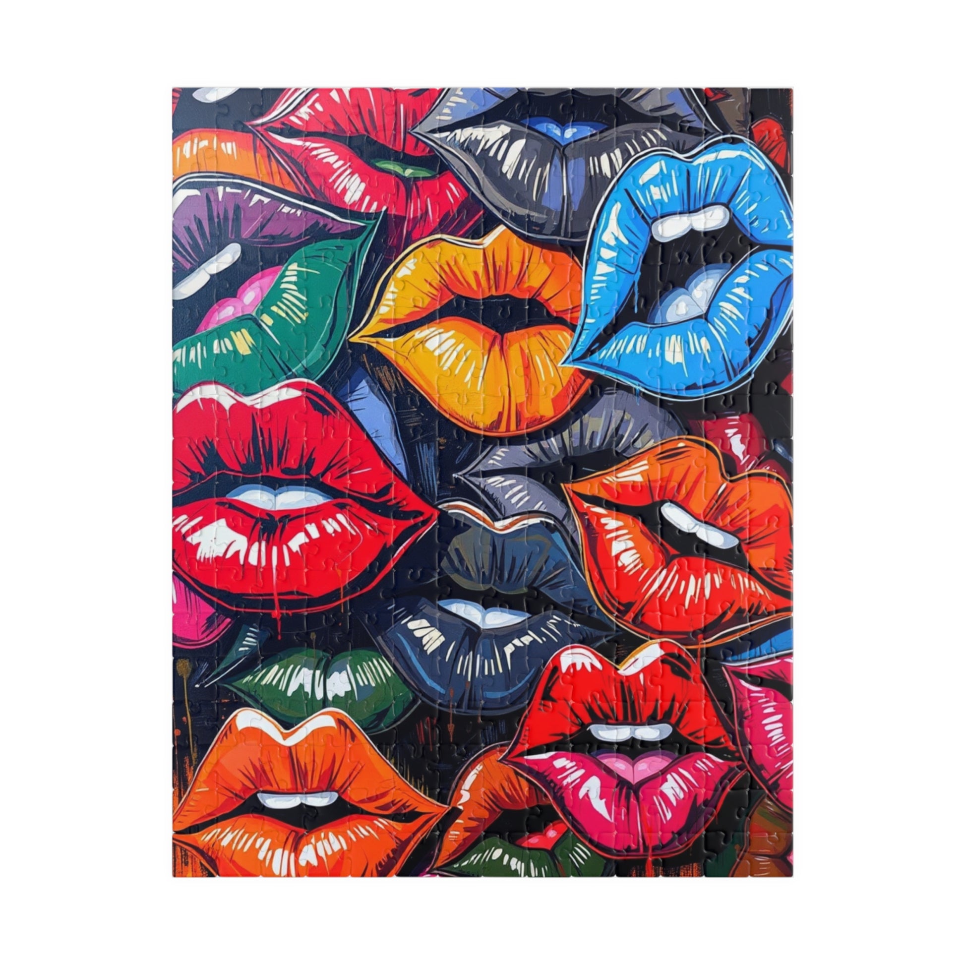 Colorful Lips Jigsaw Puzzle, Lipstick Kisses Collage, Fun Activity, Creative Hobby, Gift for Puzzle Lovers Art Enthusiast, Brain Teaser Game 252 pcs (Vertical) Puzzle The Puzzle Chest