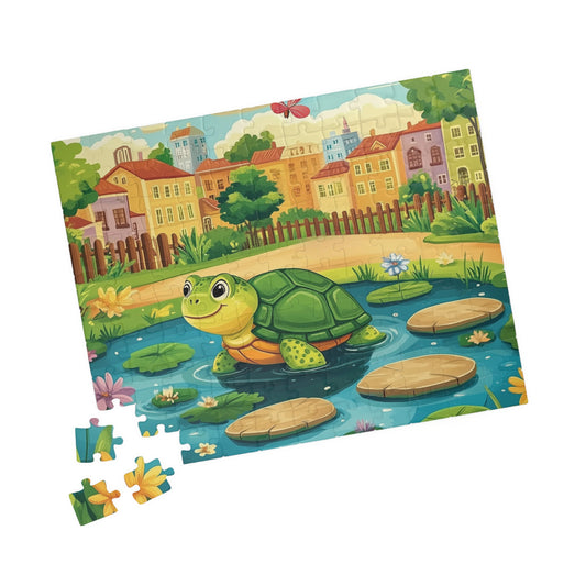 Smiling Turtle Pond Puzzle | Cute Animal Jigsaw Game 110 pcs (Horizontal) Puzzle The Puzzle Chest