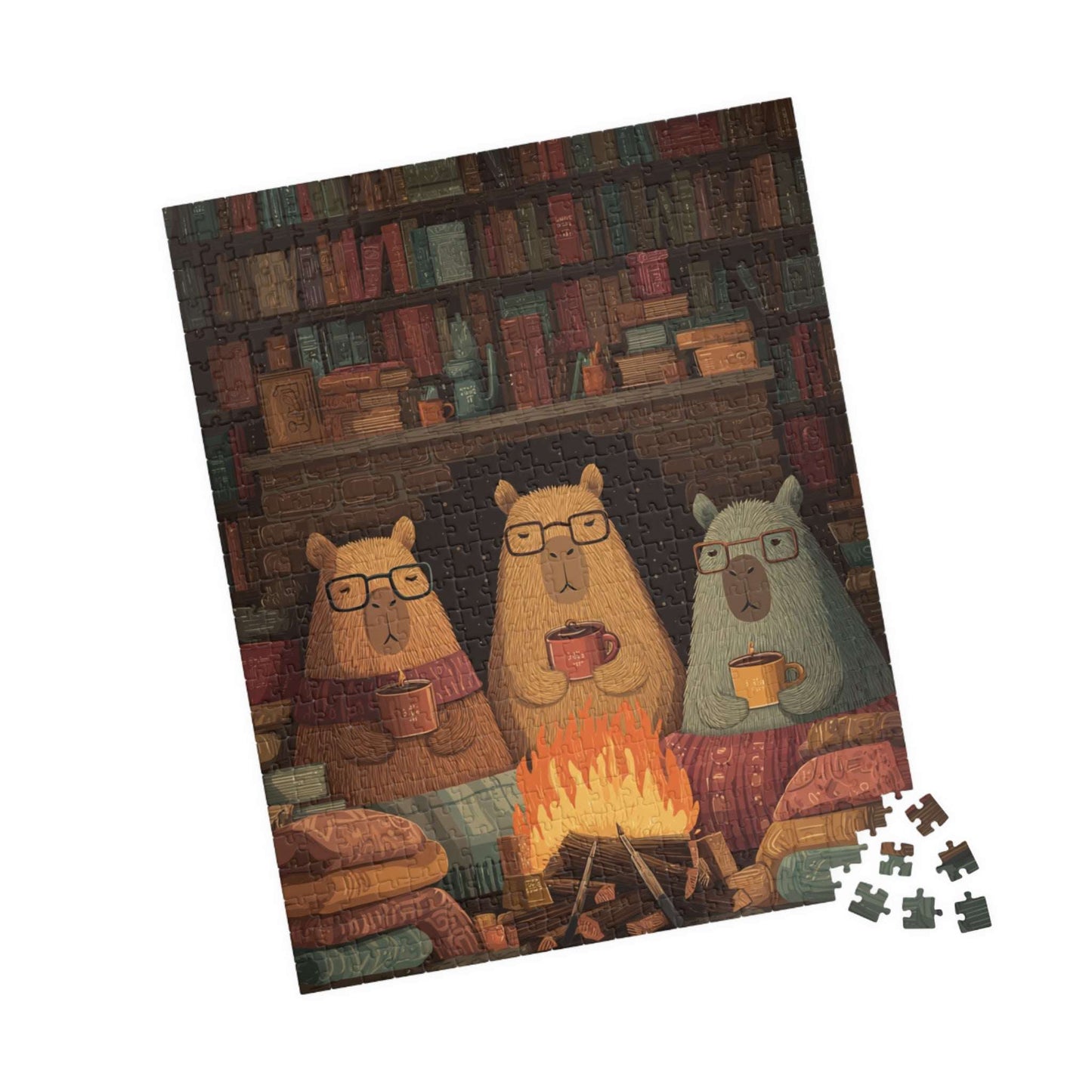 Fireside Reading with Capybaras Jigsaw Puzzle 520 pcs (Vertical) Puzzle The Puzzle Chest