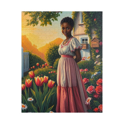 Garden Serenity Jigsaw Puzzle - Black Woman Illustration, Afrocentric Art Puzzle The Puzzle Chest