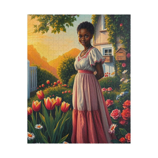 Garden Serenity Jigsaw Puzzle - Black Woman Illustration, Afrocentric Art Puzzle The Puzzle Chest