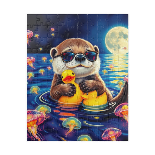 Cute Otter Jigsaw Puzzle with Jellyfish - Fun Family Activity, Perfect for Adults, Best Gift for Animal Lovers, Unique Brain Teaser 110 pcs (Vertical) Puzzle The Puzzle Chest