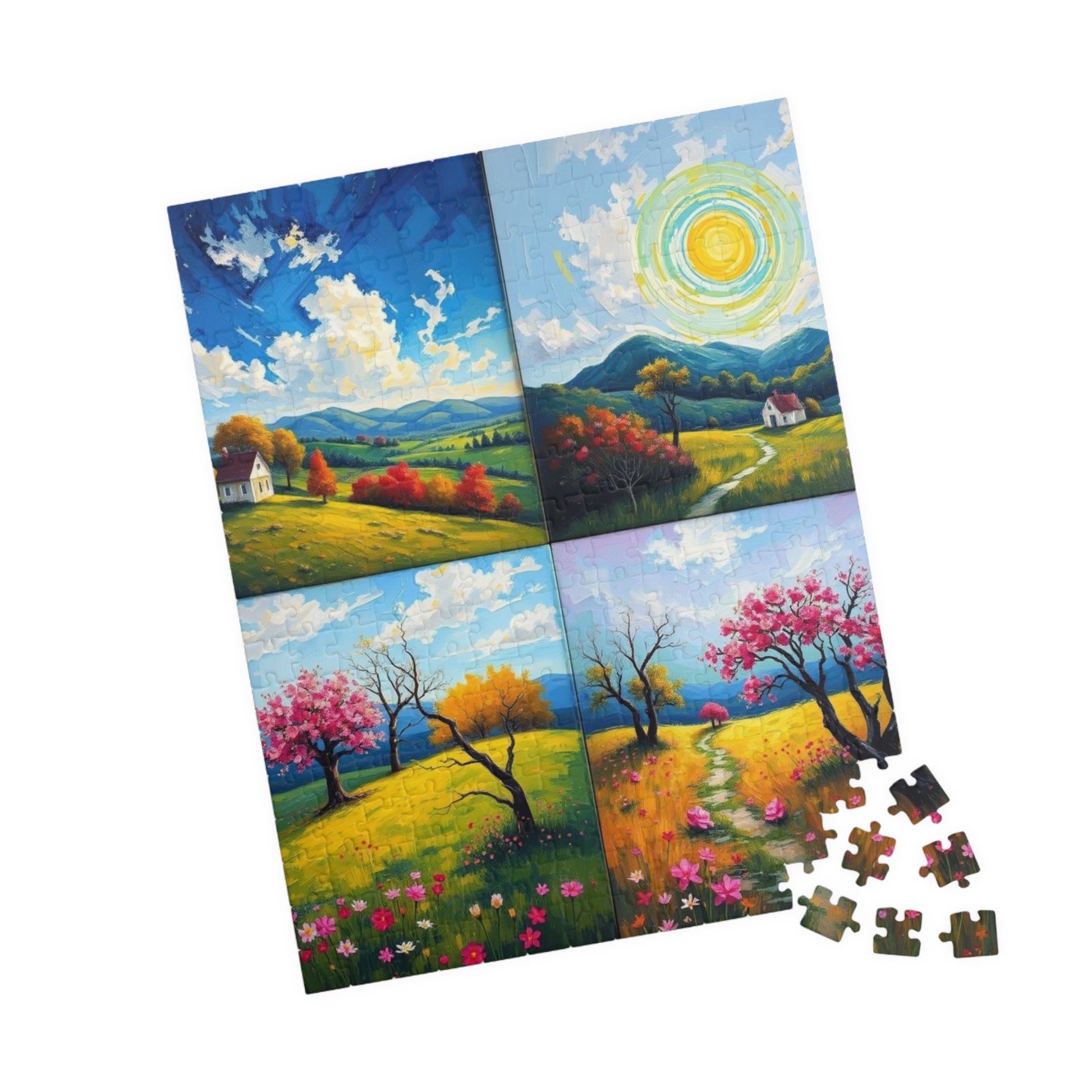 Puzzle, Spring Landscape Collage Puzzle, 110 252 520 1014-Pieces, Four-Quadrant Nature Jigsaw Game for Adults, Giftable Educational Toy Puzzle The Puzzle Chest