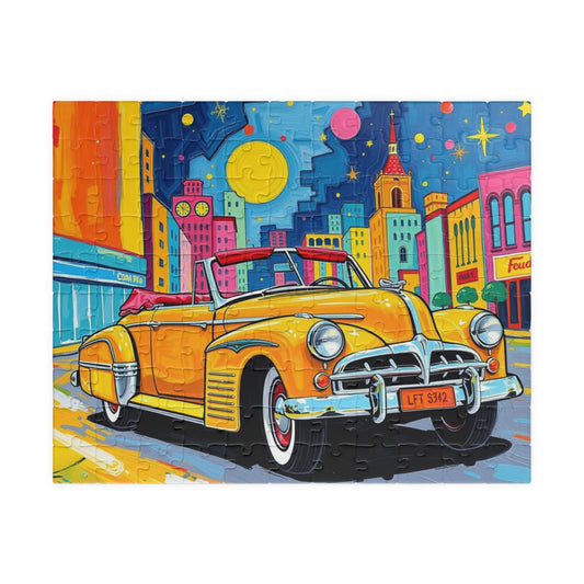 Vintage Car Jigsaw Puzzle - Pop Art Nostalgic Artwork for Family Fun, Perfect for Car Lovers, Game Night, Gift Idea, Home Entertainment 110 pcs (Horizontal) Puzzle The Puzzle Chest